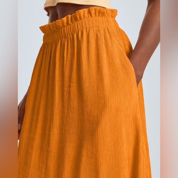 🔥EVERLANE THE NAIA RIPPLE SKIRT IN TURMERIC XL - Picture 3 of 8